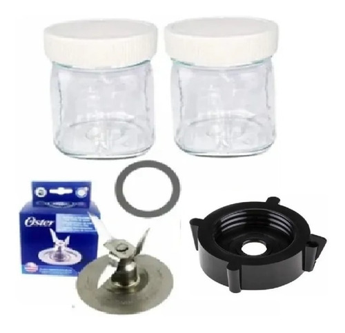 Kit De 2 Mini Vasos Cristal Completo Oster Xpert Adaptador