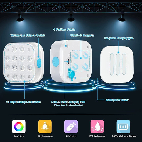 Luces Led Multicolor Sumergibles En Agua Piscina Recargables