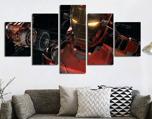 5 Cuadros Canvas Iron Man Vengadores Decorativo 100x56cm