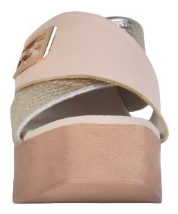 Imagen 4 de 7 de Zuecos Sandalias Taco Alto De Cuero De Mujer Linx - Ferraro