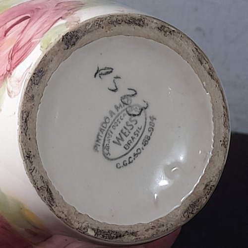 Imagem 9 de 9 de Vaso Antigo Faiança Weiss Pintado A Mão E Numerado. 23 Cm Al