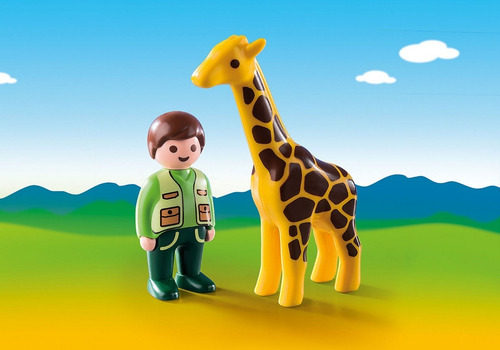Playmobil 9380 / 1.2.3 Cuidador Con Jirafa