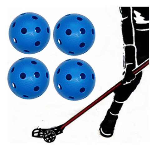 4 Bolas De Floorball Unihockey, Ligeras, 26 Agujeros, Azul