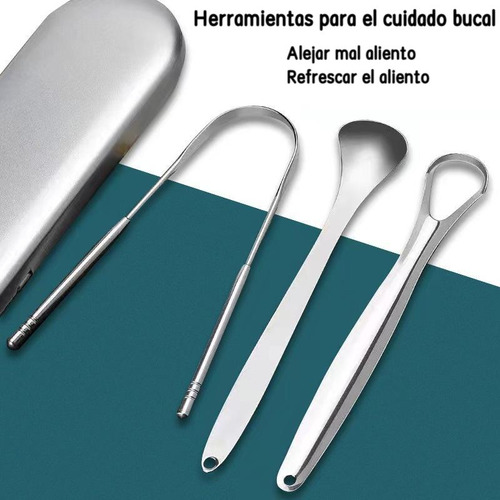 Pack 3 Raspador Limpiador Lengua Cobre Para Boca + Recogida