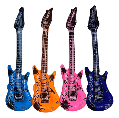 150 Instrumento Inflable Guitarra Microfono Mayoreo Colores