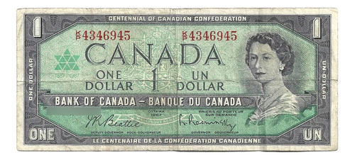 Liquido Billete De Canadá.  1 Dólar 1973