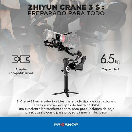 Imagen 2 de 10 de Gimbal Estabilizador Zhiyun Crane 3s Pro Pack Camaras 3-axis
