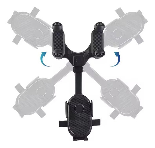 Soporte Teléfono Para Espejo Retrovisor Ajustable Y Rotación Negro