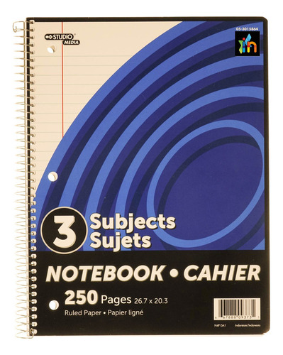 Cuaderno Rayado Argollado Sencillo De 250 Paginas Escolar