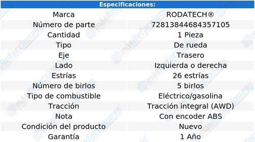 Maza Rueda Trasera Izq/der Lexus Nx300h L4 2.5l Awd 15-19