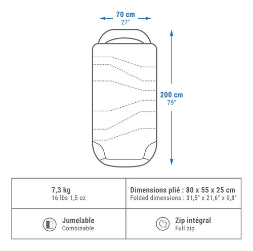 Saco-cama De Algodo Para Camping Perfect Sleep 0 C Coton Cor Preto