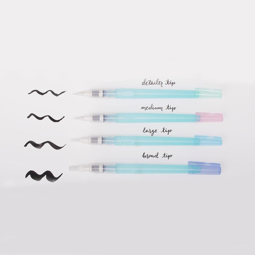 Set Pinceles Waterbrush Kuretake - 4 Puntas Diferentes