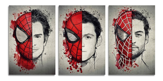 Set De 3 Cuadros Spider-man No Way Home Tobey Andrew Tom