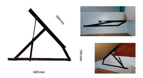 Herraje Para Cama Elevable Canape Baulera 1 Plaza Lateral