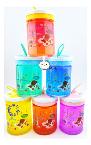 6 Slime Glitter Colors, Huella Neko Gato, Moco Gorilla