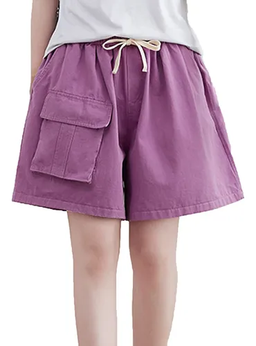 comprar Pantalon Corto Algodon Comodo Tipo Cargo Para Mujer Cintura