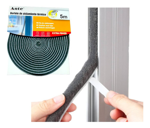 Cinta Aislante Térmico Tipo Cepillo Adhesivo 5 Mts Ventanas