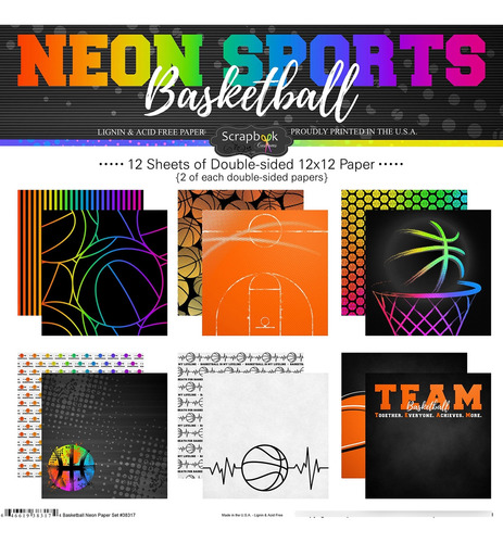 Scrapbook Custom Baloncesto Neon Kit