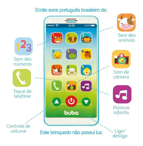 Brinquedo Musical P/ Baby Telefone Celular Phone Crianças Cor Azul