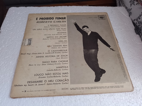 Lp - Roberto Carlos É Proibido Fumar 1974 / Rock . (b2) (Usado)