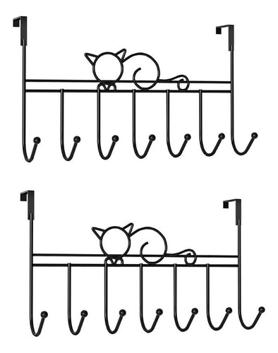 Paquete De 2 Ganchos Para Colgar Sobre La Puerta Con 7 Ganch