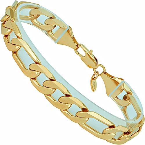 Pulsera Figaro De Oro 24k 11mm