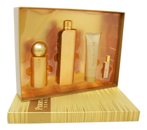 Set Perry Ellis 18 Sensual 4pzs 100 Edp/shower Gel/body Mist