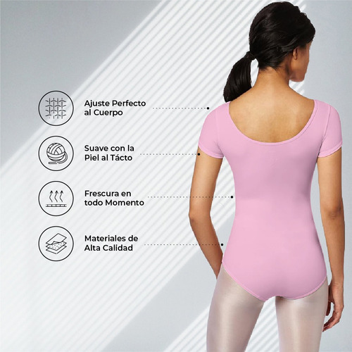 Leotardo Manga Corta Mujer Ballet Algodón Elastano Unitalla