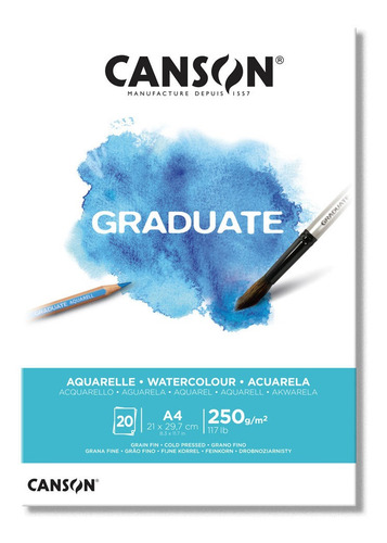 Bloco de aquarela Canson Graduate 250 grs A4 x 20 folhas