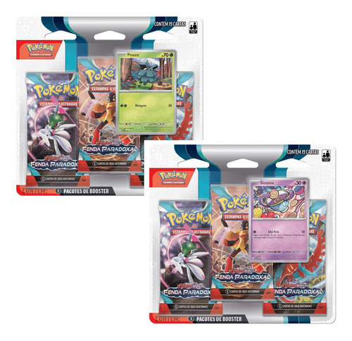 Triple Pack Pokémon Ev4 Fenda Paradoxal Sinistea + Pineco