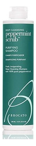 Brocato Peppermint Scrub Purifying Shampoo, 10 Onzas, Por Be