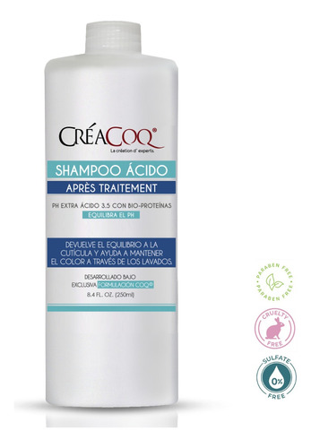 Shampoo Acido Post Tratamiento Regula El Ph Natural 250 Ml