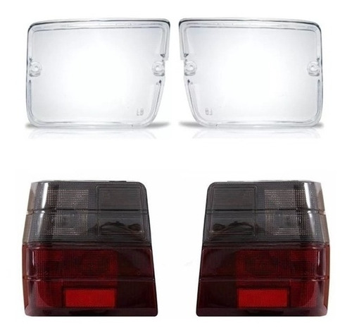 Kit Lentes Faros Aux + Lentes Faros Traseros Fume Fiat Uno