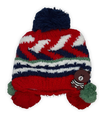 Gorro Lana Niñas Niños Invierno Con Corderito Pompones Osito