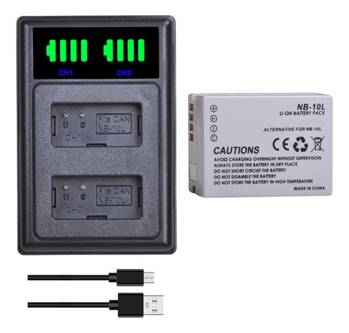 Batería Nb-10l + Cargador Doble Cb-2lce Alternativo Canon