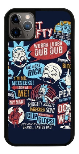 Funda Uso Rudo Tpu Para iPhone Rick Y Morty Figuras Azul