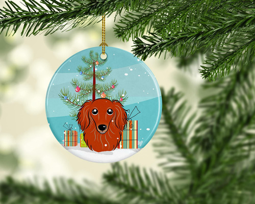 Carolines Treasures Árbol De Navidad Y Longhair Red Dachshun