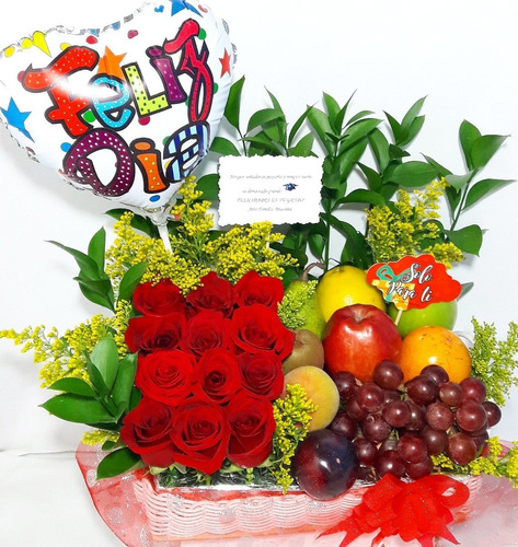 Arreglo Floral Canasta Frutas Cumpleaños Domicilio Gratis 