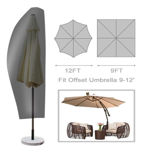 Cubierta Impermeable Para Sombrilla Voladiza De 9-12 Pies