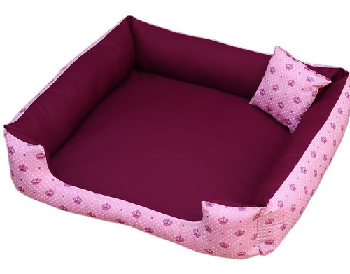 Cama Para Cachorro Médio Grande Caminha Pet G 70x70 C Ziper Cor VINHO COROINHAS