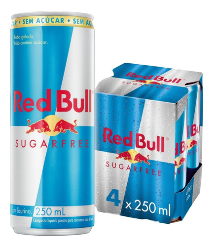 Pack Energético Zero Açúcar Red Bull Lata 4 Unidades 250ml Cada