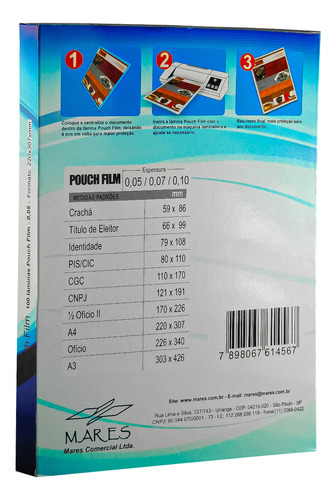 Plástico P/ Plastificação Mares A4 220x307 0,05 100 Unidades