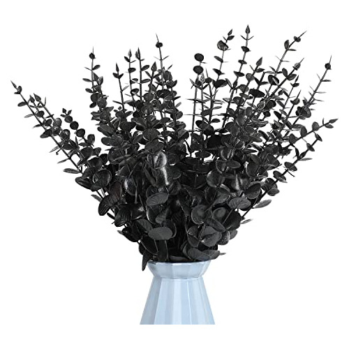 Foimas Black Artificial Eucalyptus Stems,36pcs Faux M3vll