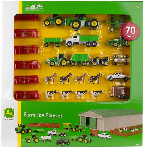 Juego Granja Farm Toy Playset John Deere Tomy 70 Pzas Color Verde Oscuro