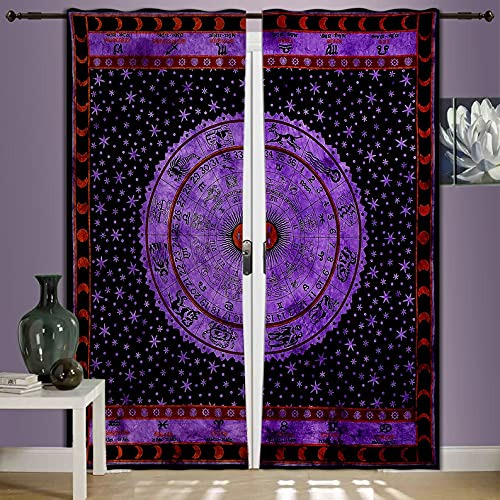 Cortina Para Ventana Diseño Mandala Color Morado