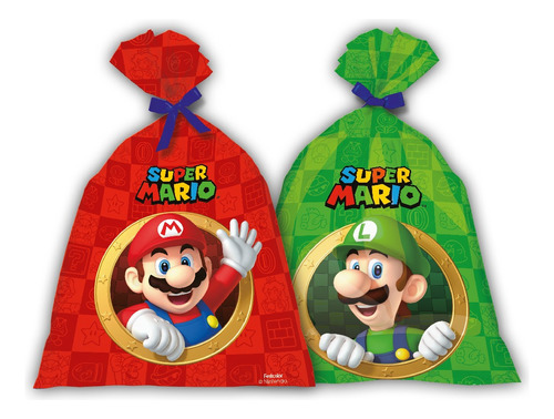 16 Unidades - Sacolinhas Plásticas Surpresas Super Mario