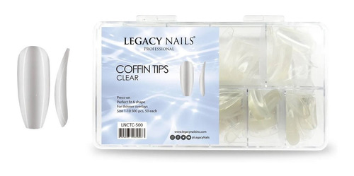 Uñas Tips Coffin Legacy Nails Clear X500