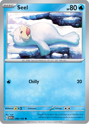 Cartas Pokemon Seel 086/165 Reverse 151 Mew