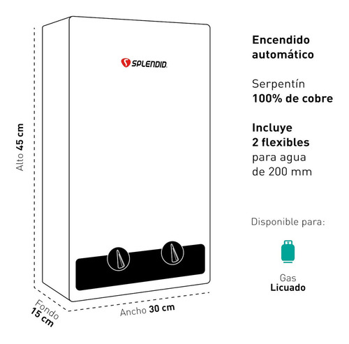 Calefont 5 Litros Tiro Natural Gas Licuado Master Splendid