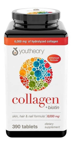 Colageno Youtheory Hidrolizado Más Biotin Y Vitamina C, 390
